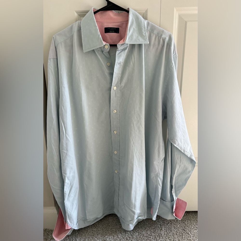 Ted Baker London Archive - 17 - pink / blue / long sleeve button shirt